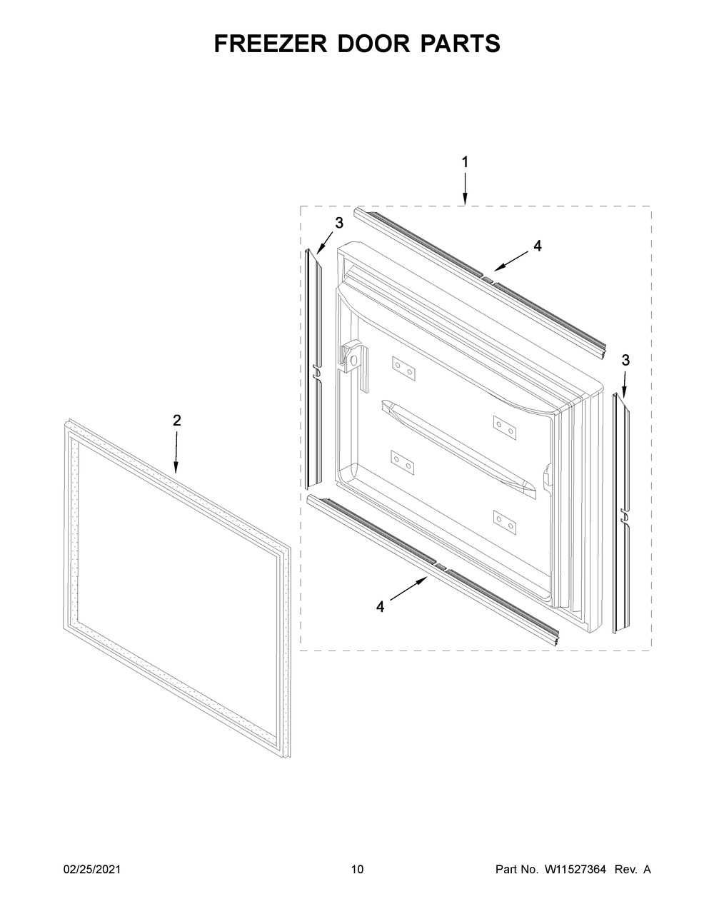 Freezer Door Parts Diagram and Parts List for JFC2290RTB03  Whirlpool Refrigerator