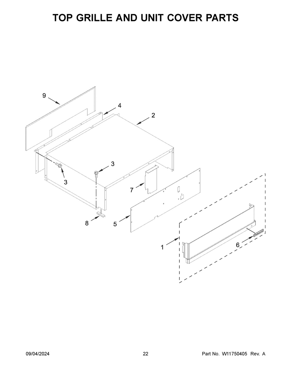12 - Top Grille And Unit Cover Parts Diagram and Parts List for KBSD702MPS01  Whirlpool Refrigerator