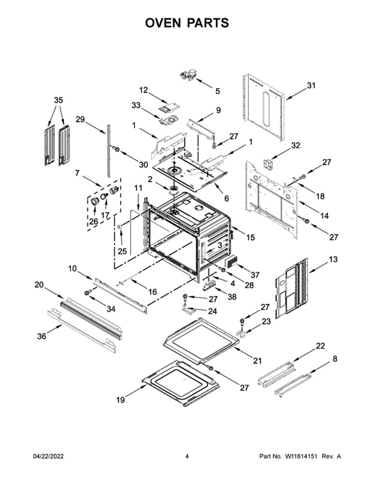Oven Parts Diagram and Parts List for WOC54EC0HB20  Whirlpool Microwave Oven Combo