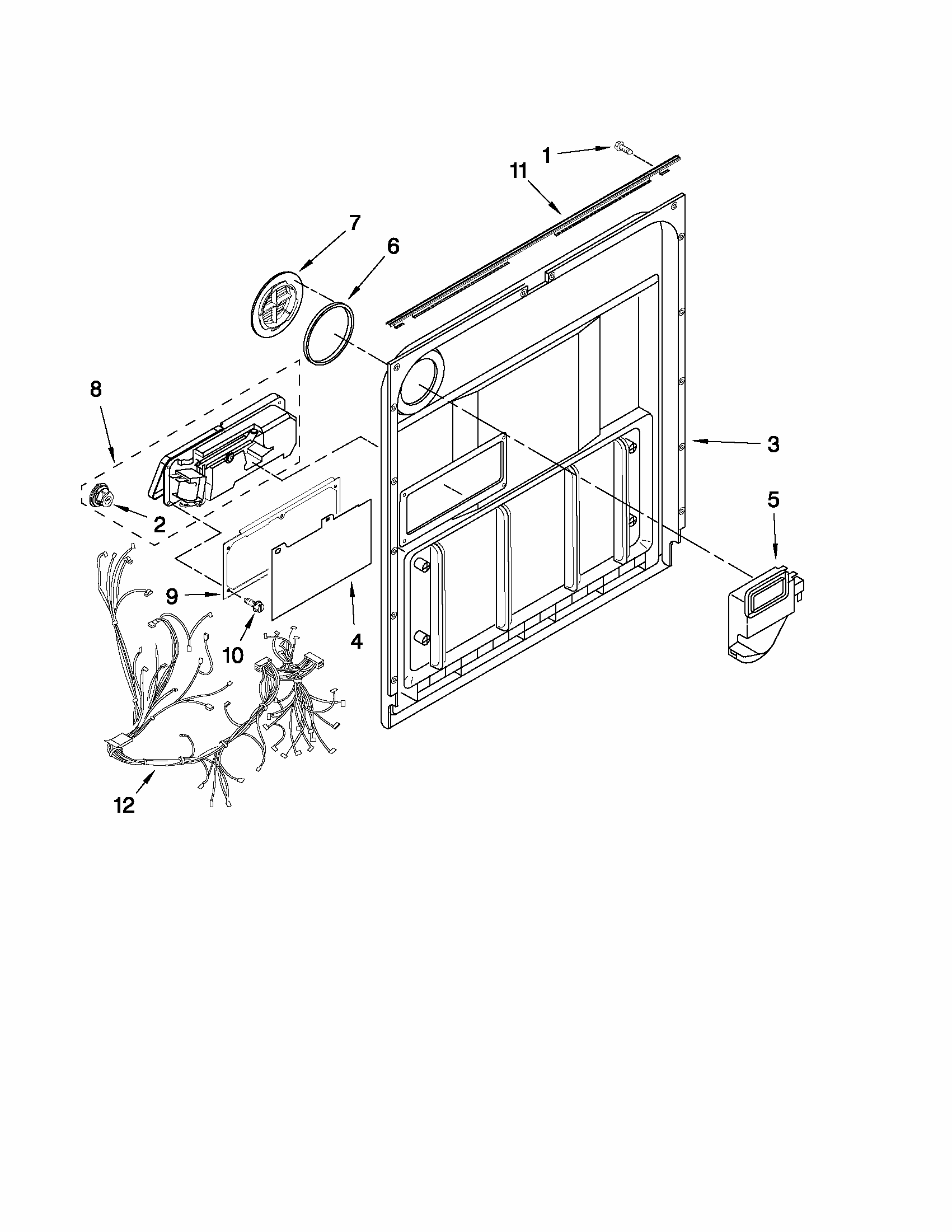 Inner Door Parts Diagram and Parts List for 66513044K113  Kenmore Dishwasher
