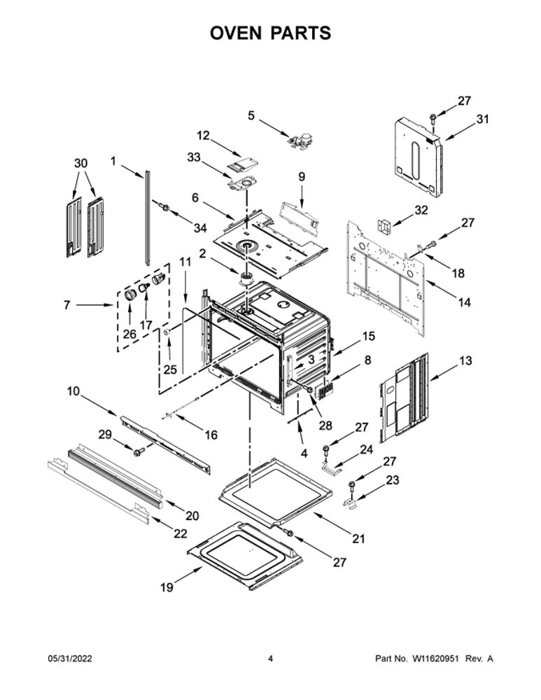 Oven Parts Diagram and Parts List for WOS31ES7JS20  Whirlpool Wall Oven