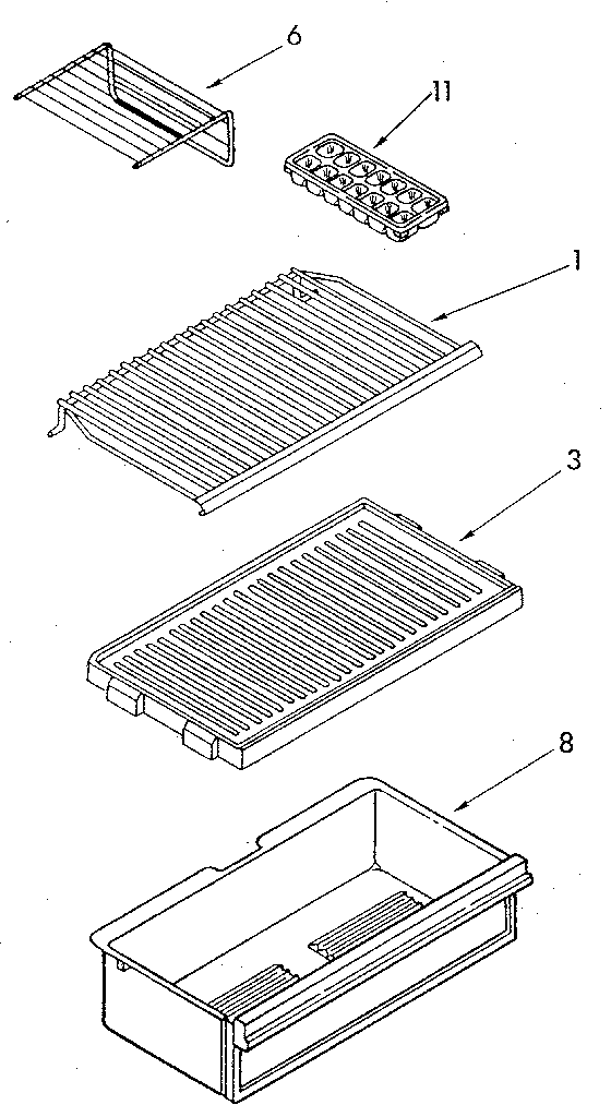 Shelf Diagram and Parts List for ET14JKXSN03  Whirlpool Refrigerator