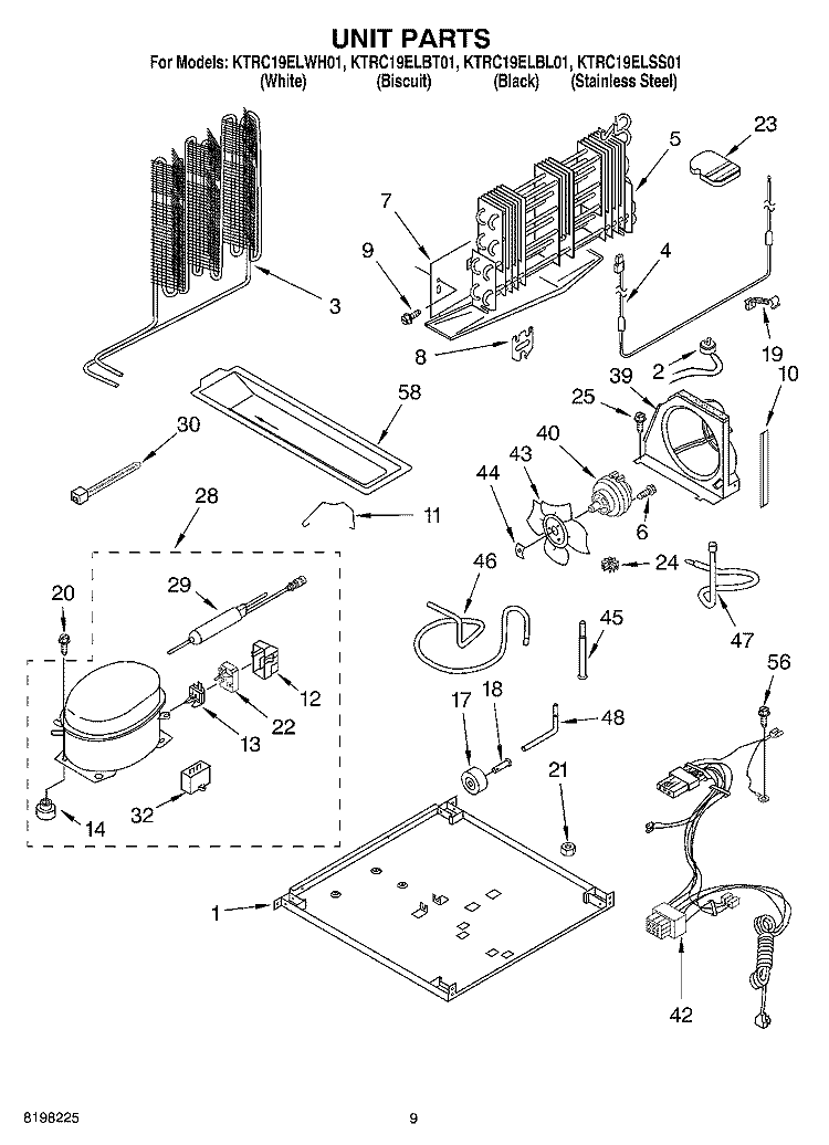 UNIT Diagram and Parts List for KTRC19ELSS01  KitchenAid Refrigerator