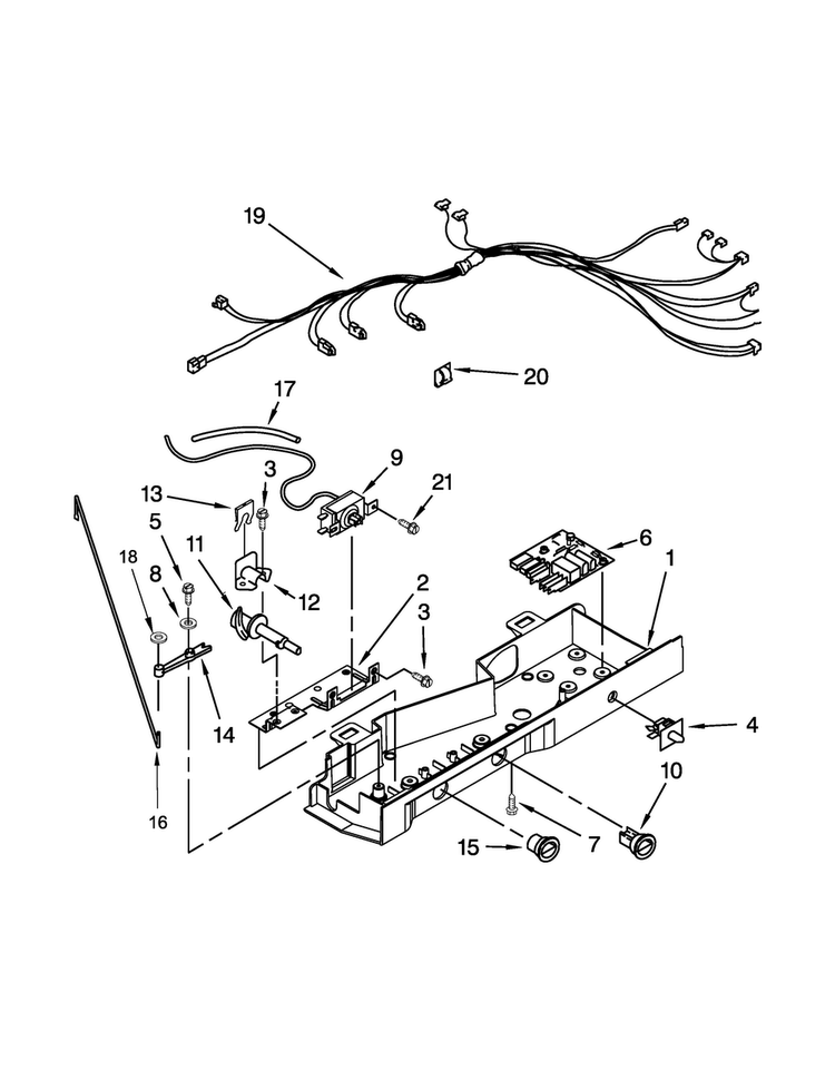 Control Box Parts Diagram and Parts List for WRS325FNAE03  Whirlpool Refrigerator