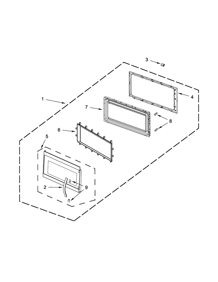 Door Parts Diagram and Parts List for WMH53520CW1  Whirlpool Microwave