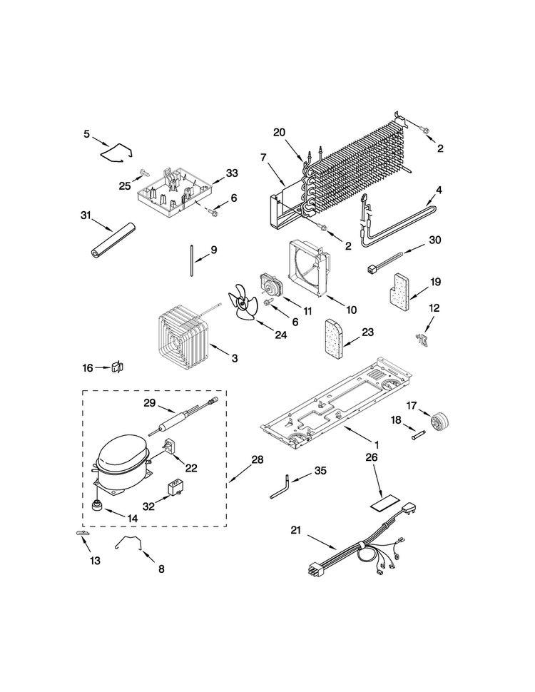 Unit Parts Diagram and Parts List for 8W8TXDGFBW00  Whirlpool Refrigerator