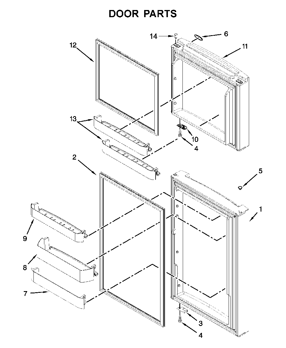 Door parts Diagram and Parts List for 10676393414  Kenmore Refrigerator