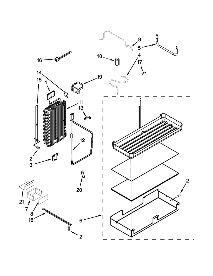 Lower Unit And Tube Parts Diagram and Parts List for KBSD606ESS00  KitchenAid Refrigerator