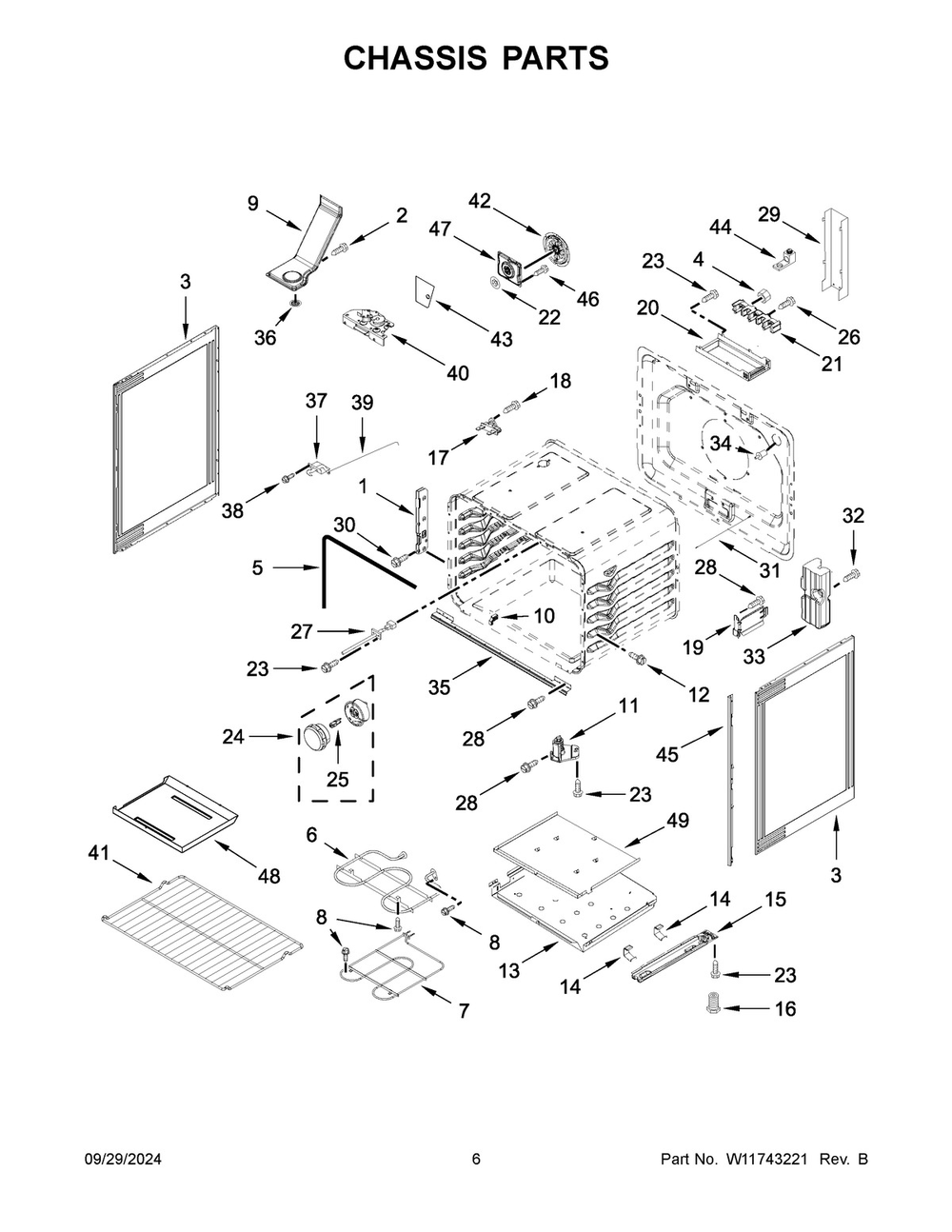 04 - Chassis Parts Diagram and Parts List for WFES5030RS0  Whirlpool Range