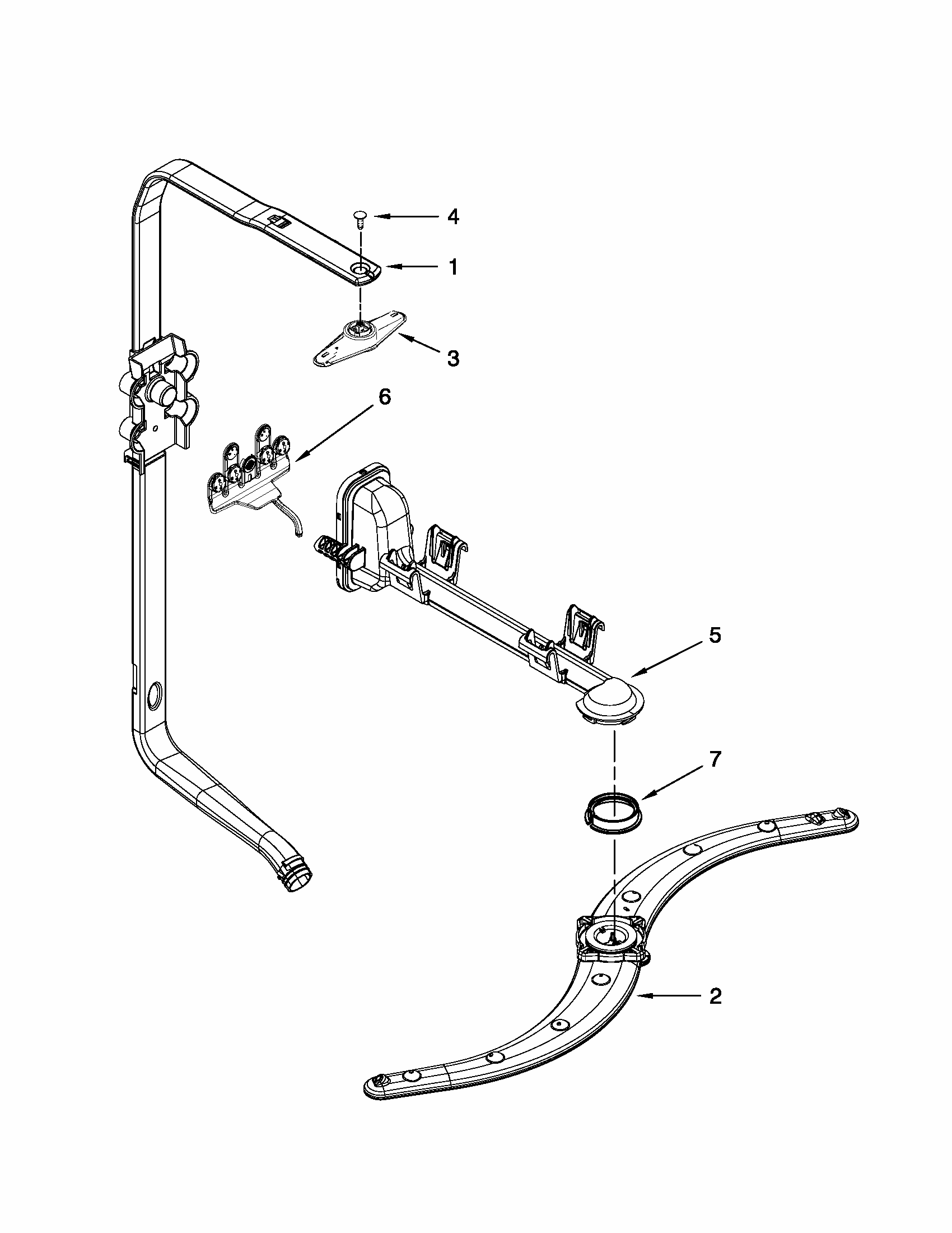 Upper Wash And Rinse Parts Diagram and Parts List for 66515049K112  Kenmore Dishwasher