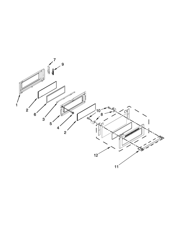 Upper Door Parts Diagram and Parts List for KFDD500ESS00  KitchenAid Range