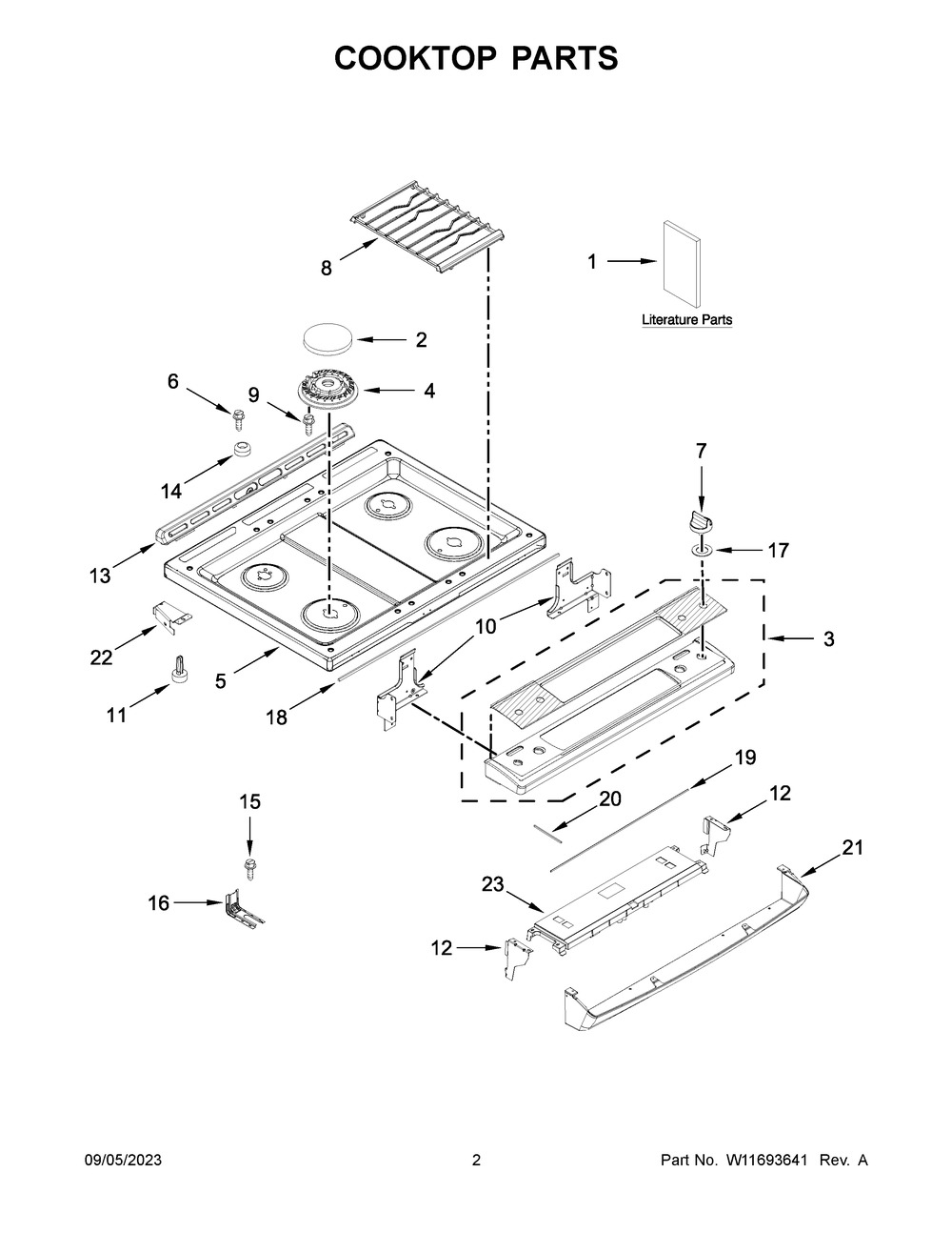 Cooktop Parts Diagram and Parts List for WEG515S0LS4  Whirlpool Range