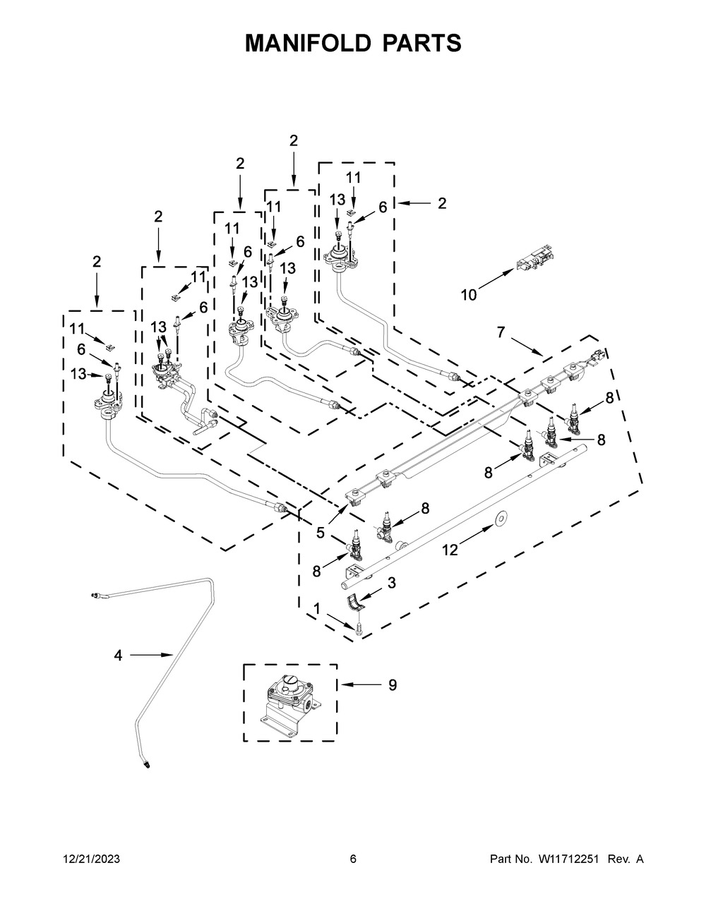 Manifold Parts Diagram and Parts List for KSDB900ESS9  KitchenAid Range