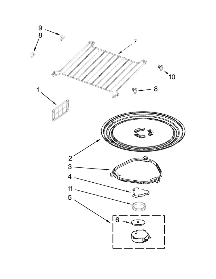 Turntable Parts Diagram and Parts List for KMHS120EBL0  KitchenAid Microwave