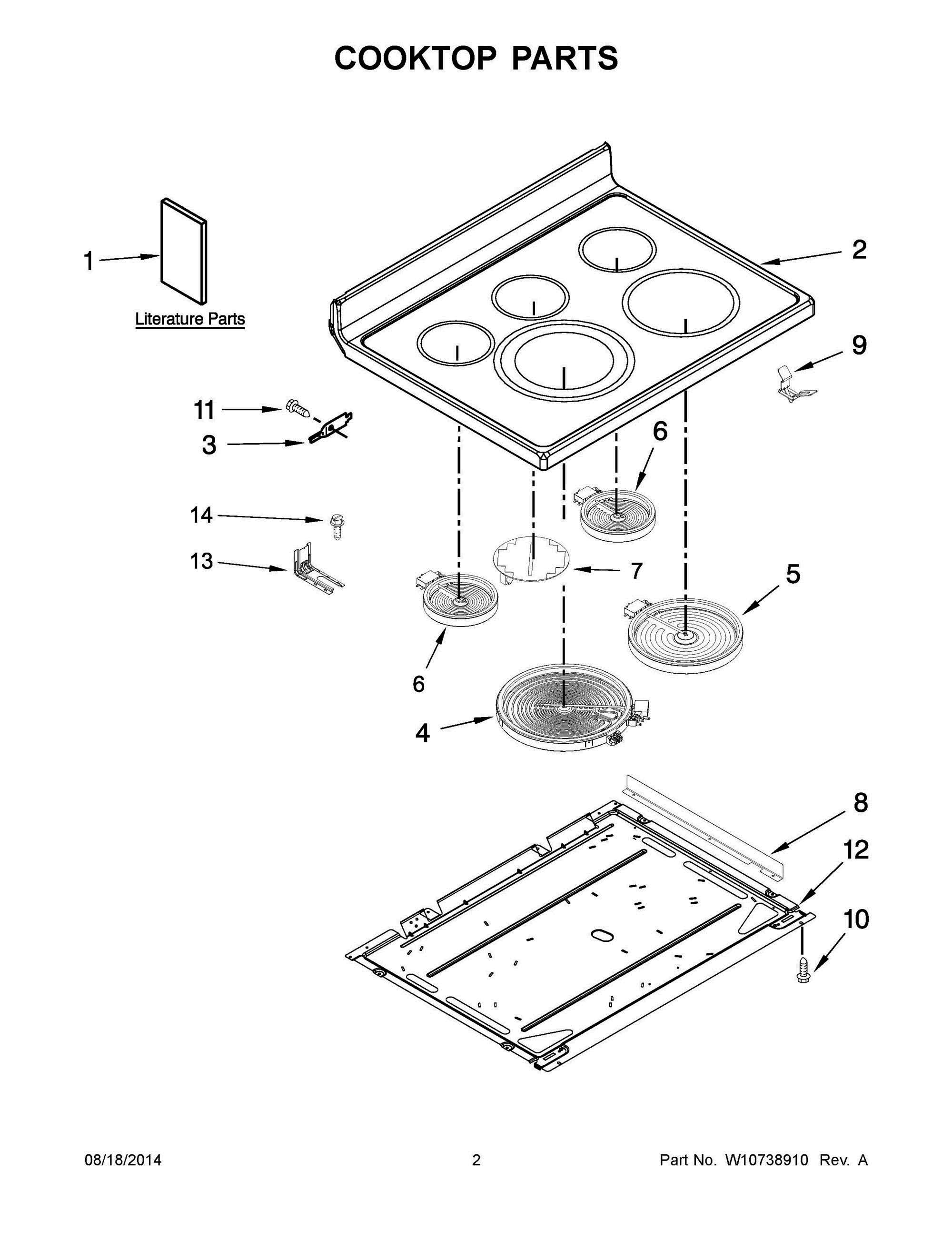 02 - COOKTOP PARTS Diagram and Parts List for YKERS306BSS1  Whirlpool Range