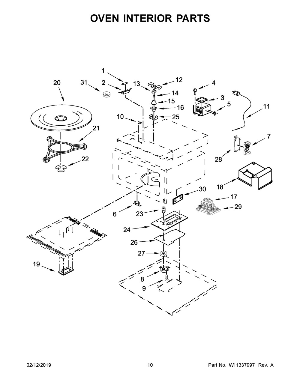 Oven Interior Parts Diagram and Parts List for IMBS104GSS01  Whirlpool Microwave