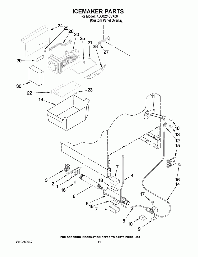ICEMAKER PARTS Diagram and Parts List for KDDO24CVX00  KitchenAid Refrigerator