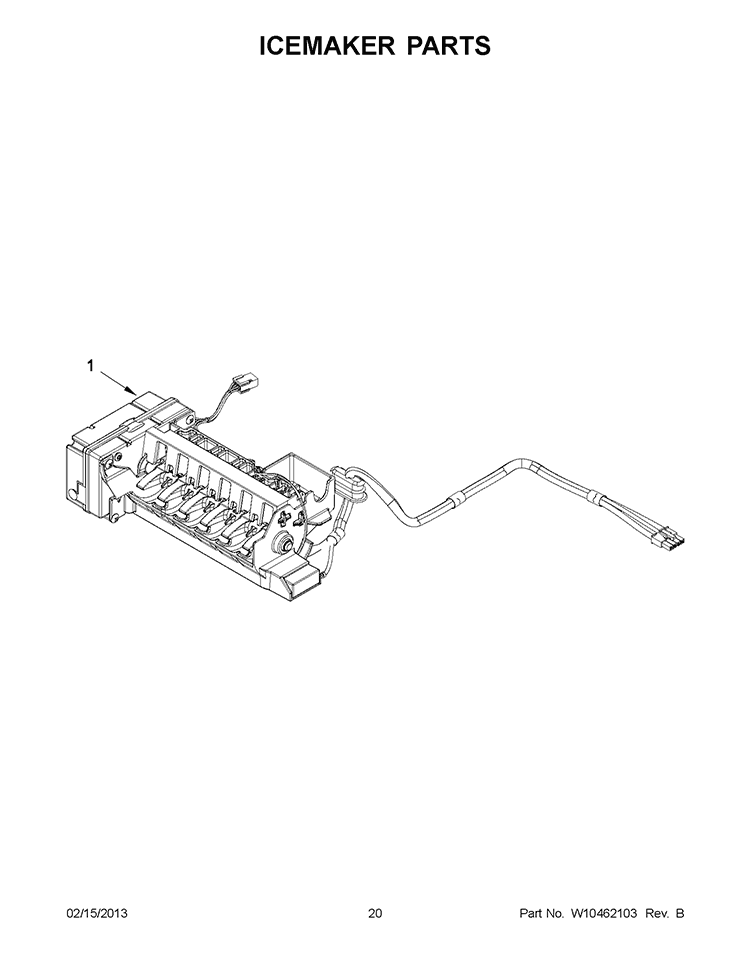 ICEMAKER PARTS Diagram and Parts List for WRF989SDAH00  Whirlpool Refrigerator