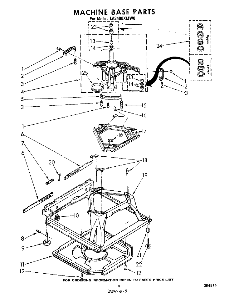MACHINE BASE Diagram and Parts List for LA3400XMW0  Whirlpool Washer