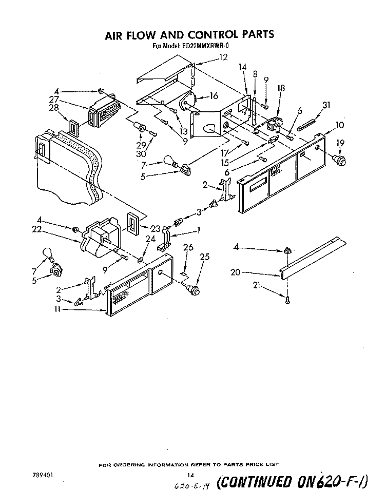 AIRFLOW AND CONTROL Diagram and Parts List for ED22MMXRWR0  Whirlpool Refrigerator