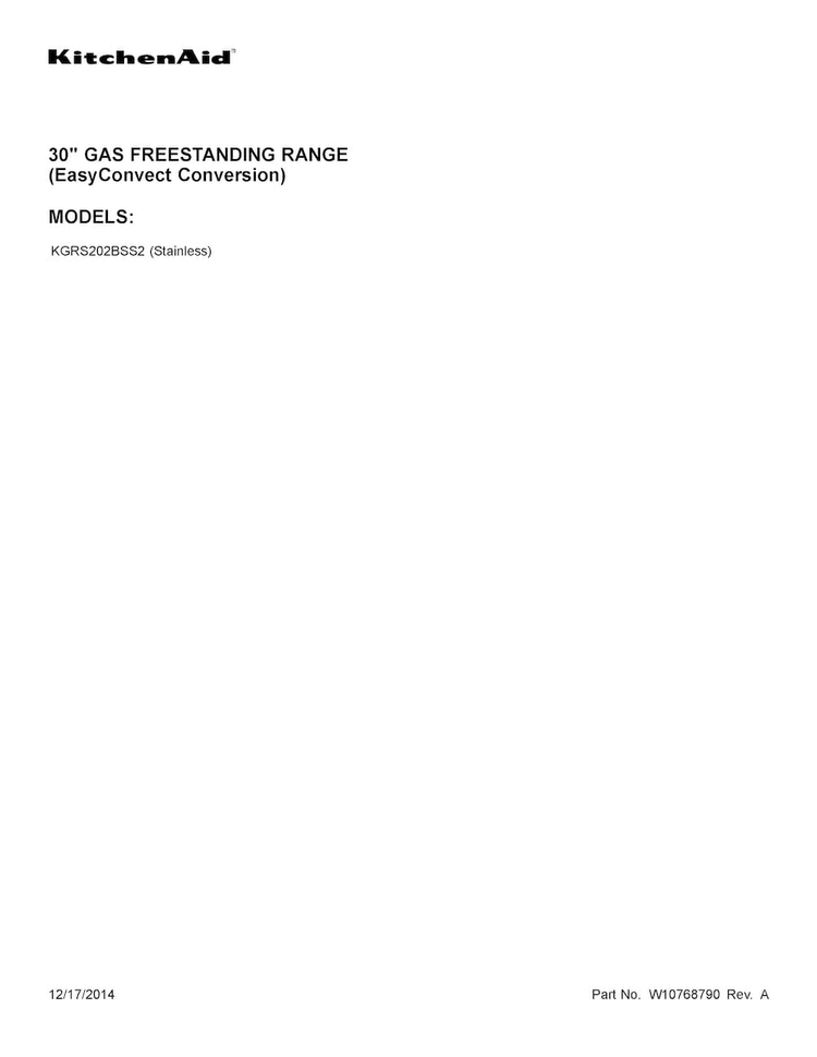 Cover Sheet Diagram and Parts List for KGRS202BSS2  KitchenAid Range