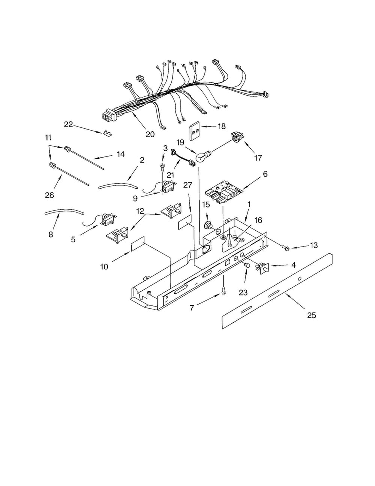 Control Diagram and Parts List for KSRB25FKBL02  KitchenAid Refrigerator