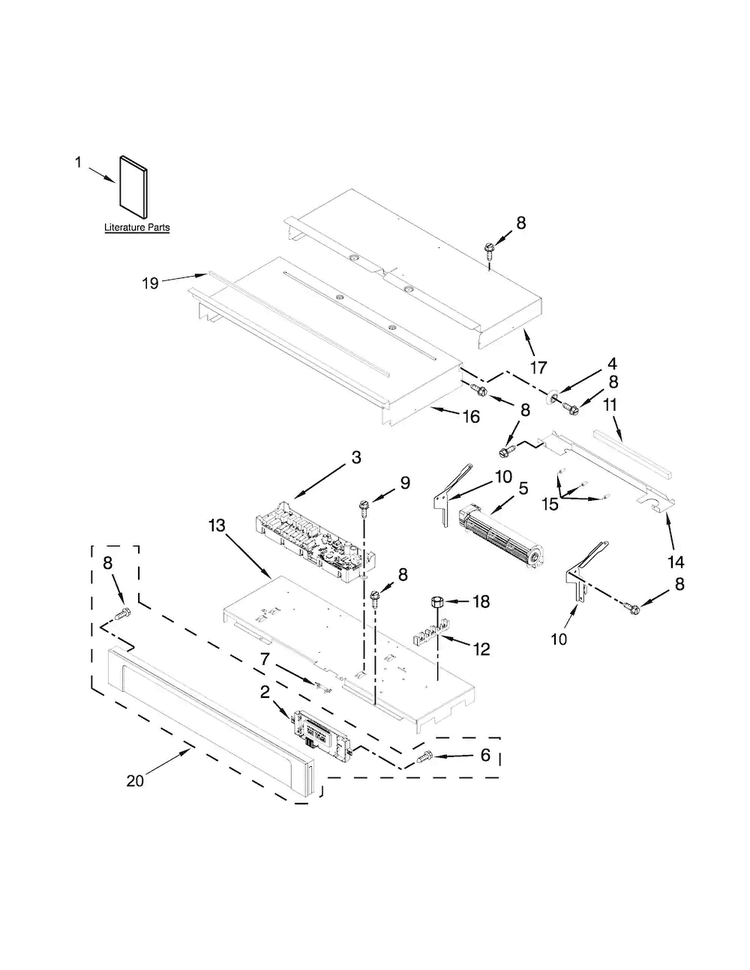 Control Panel Parts Diagram and Parts List for WOD51EC7AB03  Whirlpool Wall Oven