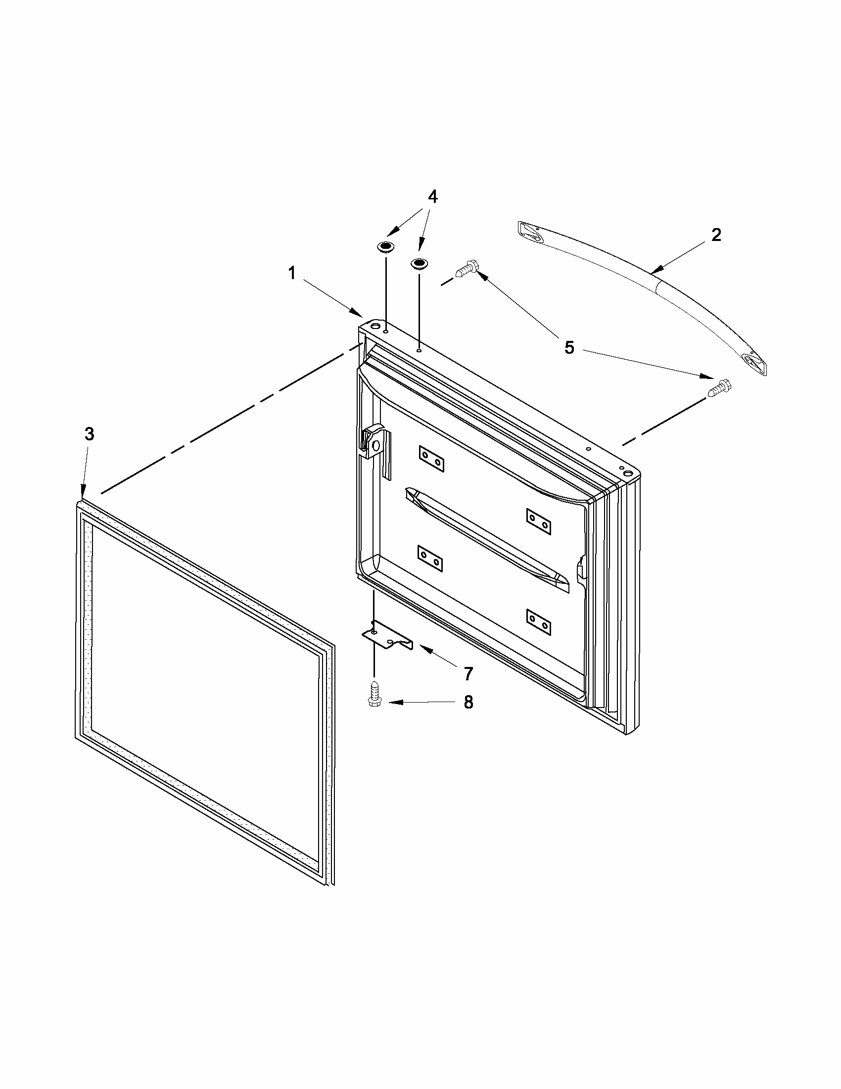 Freezer Door Diagram and Parts List for 59669969013  Kenmore Refrigerator