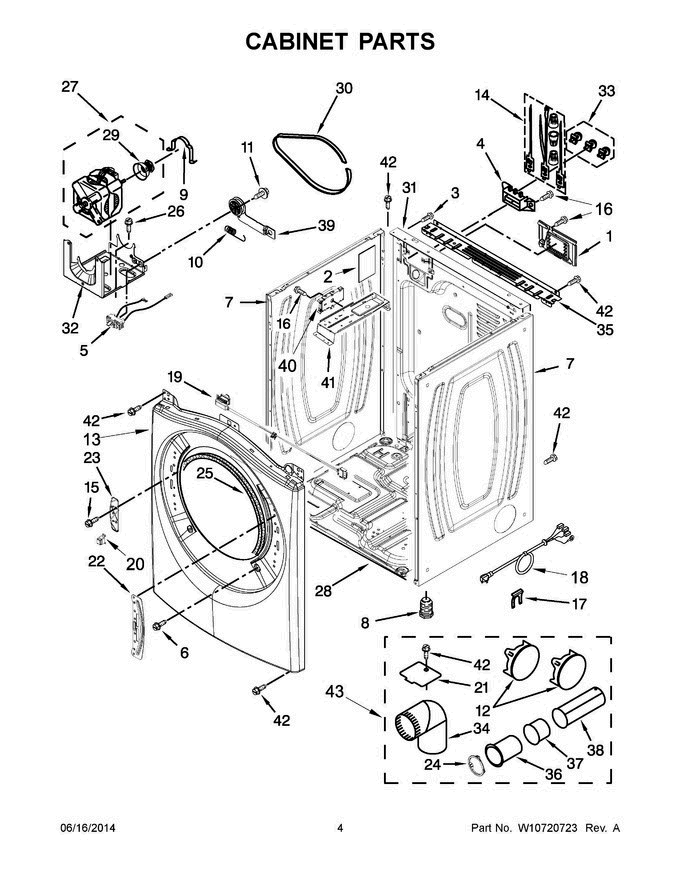 03 - Cabinet Parts Diagram and Parts List for YWED97HEDU0  Whirlpool Dryer