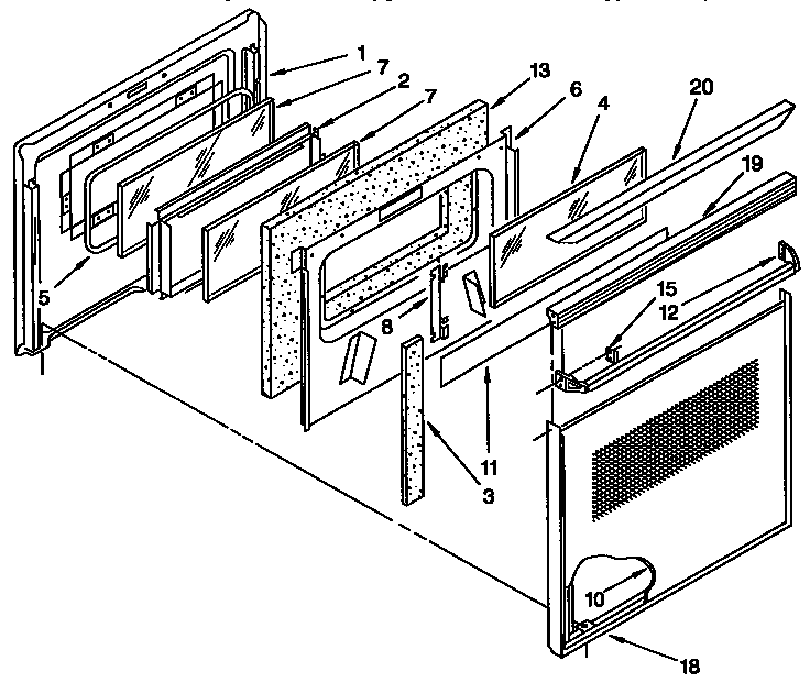 Door And Drawer Parts Diagram and Parts List for KDDT07BAL0  KitchenAid Range