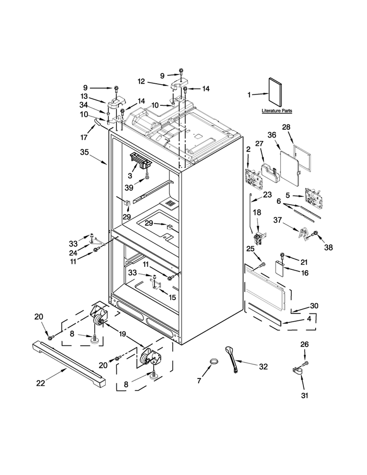 Cabinet Parts Diagram and Parts List for WRF990SLAM03  Whirlpool Refrigerator