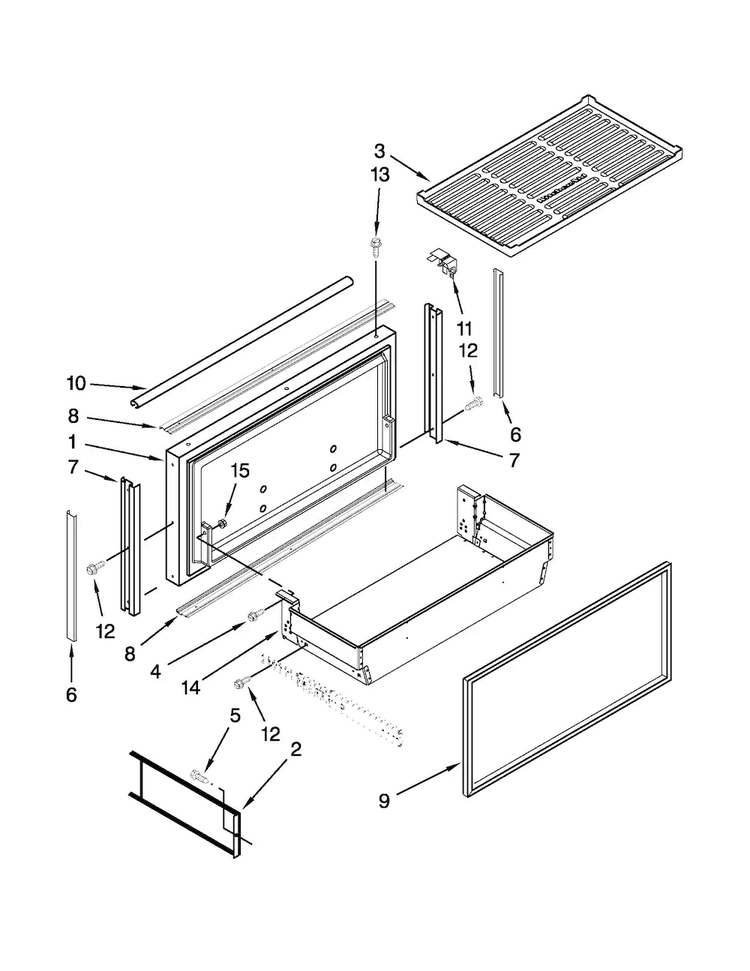Freezer Door And Basket Parts Diagram and Parts List for KBRO36FTX08  KitchenAid Refrigerator
