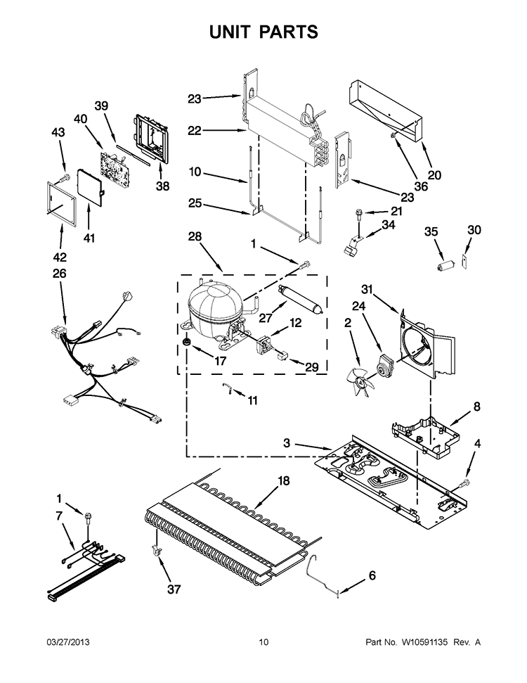 UNIT PARTS Diagram and Parts List for KRFC90100B5  KitchenAid Refrigerator