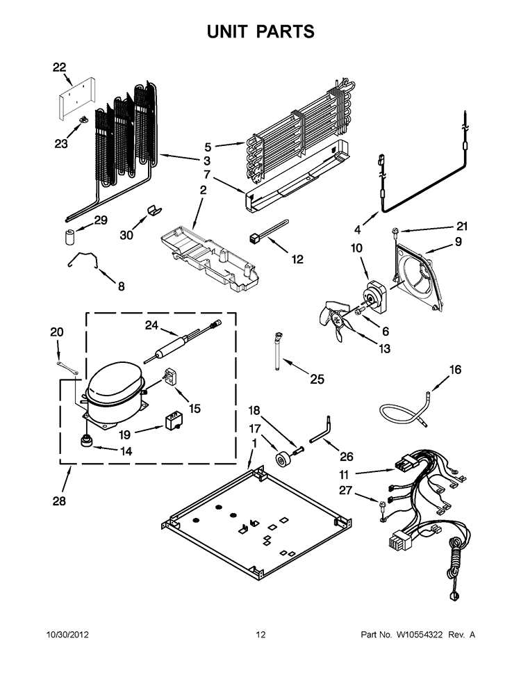 UNIT PARTS Diagram and Parts List for 5VWT59SFYF00  Whirlpool Refrigerator