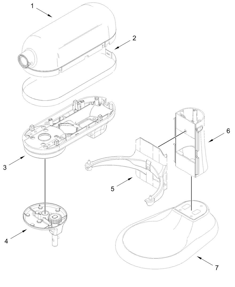Color Variation Parts Diagram and Parts List for 5KSM60SPXPWH0,5KSM60SPXPER0  Whirlpool Mixer