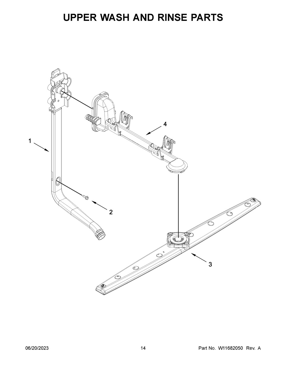 Upper Wash And Rinse Parts Diagram and Parts List for WDP370PAHB2  Whirlpool Dishwasher
