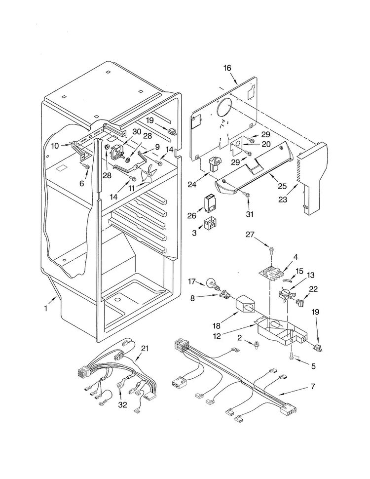 Liner Diagram and Parts List for 10660932901  Kenmore Refrigerator