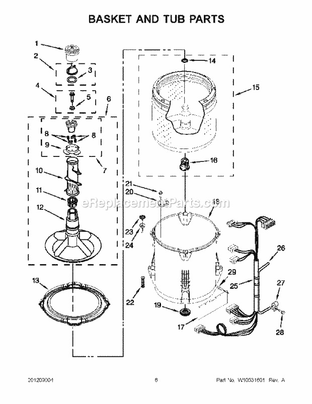 BASKET AND TUB PARTS Diagram and Parts List for WTW4800XQ4  Whirlpool Washer