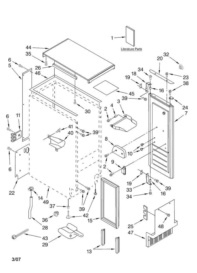 Cabinet Liner And Door Parts Diagram and Parts List for 10689483700  Kenmore Ice Maker