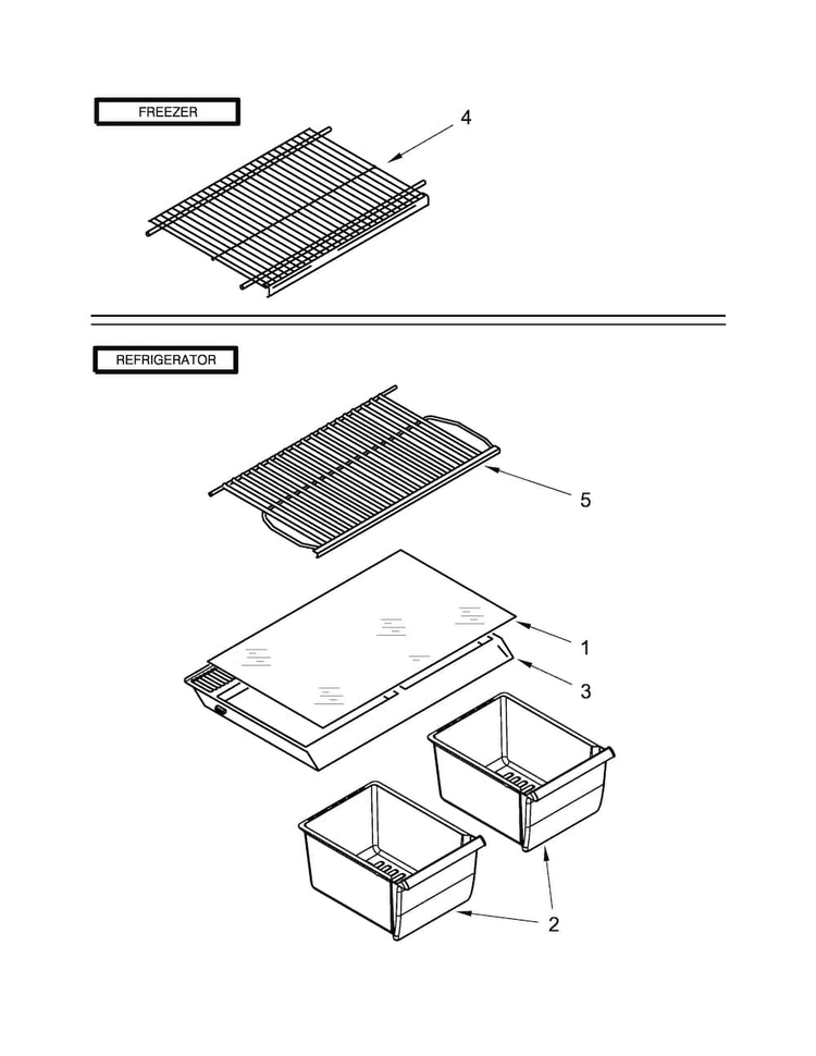 Shelf Parts Diagram and Parts List for WRT104TFDB01  Whirlpool Refrigerator