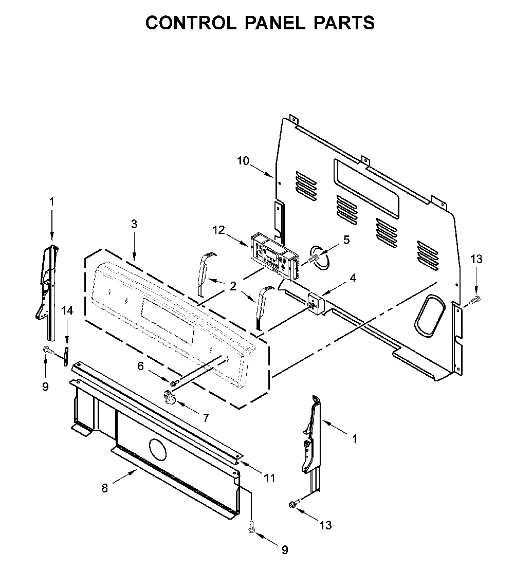 Control panel parts Diagram and Parts List for YWFC315S0JW0  Whirlpool Range