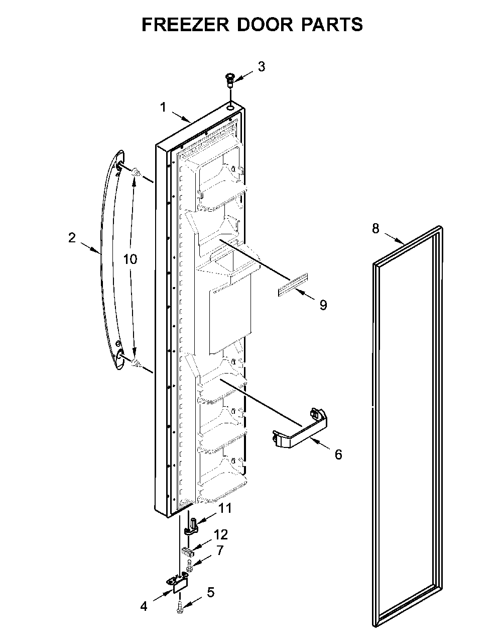 Freezer door parts Diagram and Parts List for WRS311SDHB03  Whirlpool Refrigerator