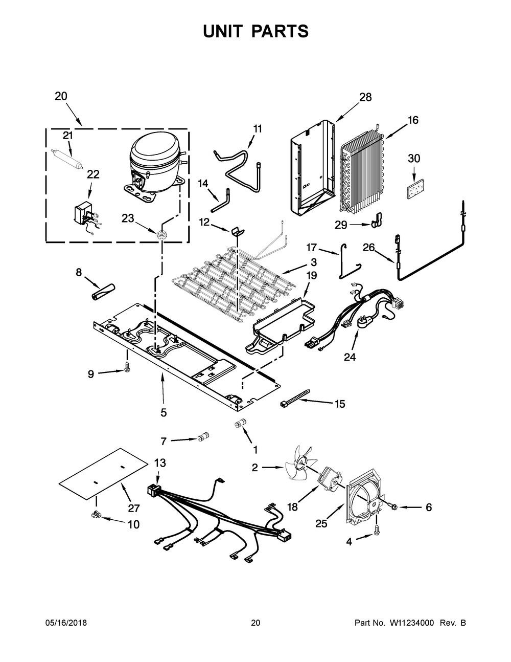 Unit Parts Diagram and Parts List for WRS586FIEM04  Whirlpool Refrigerator