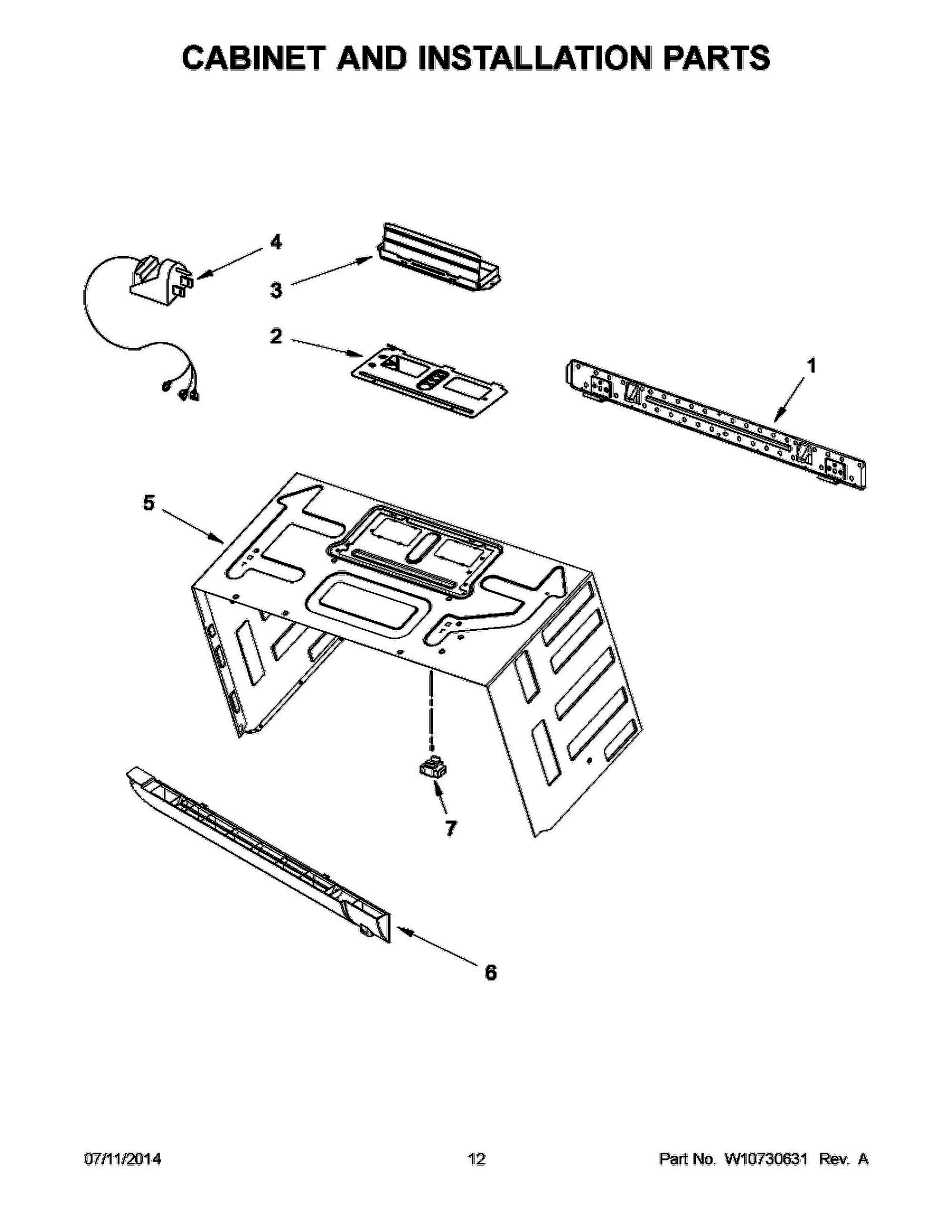 07 - CABINET AND INSTALLATION PARTS Diagram and Parts List for YKMHS120ES0  Whirlpool Microwave