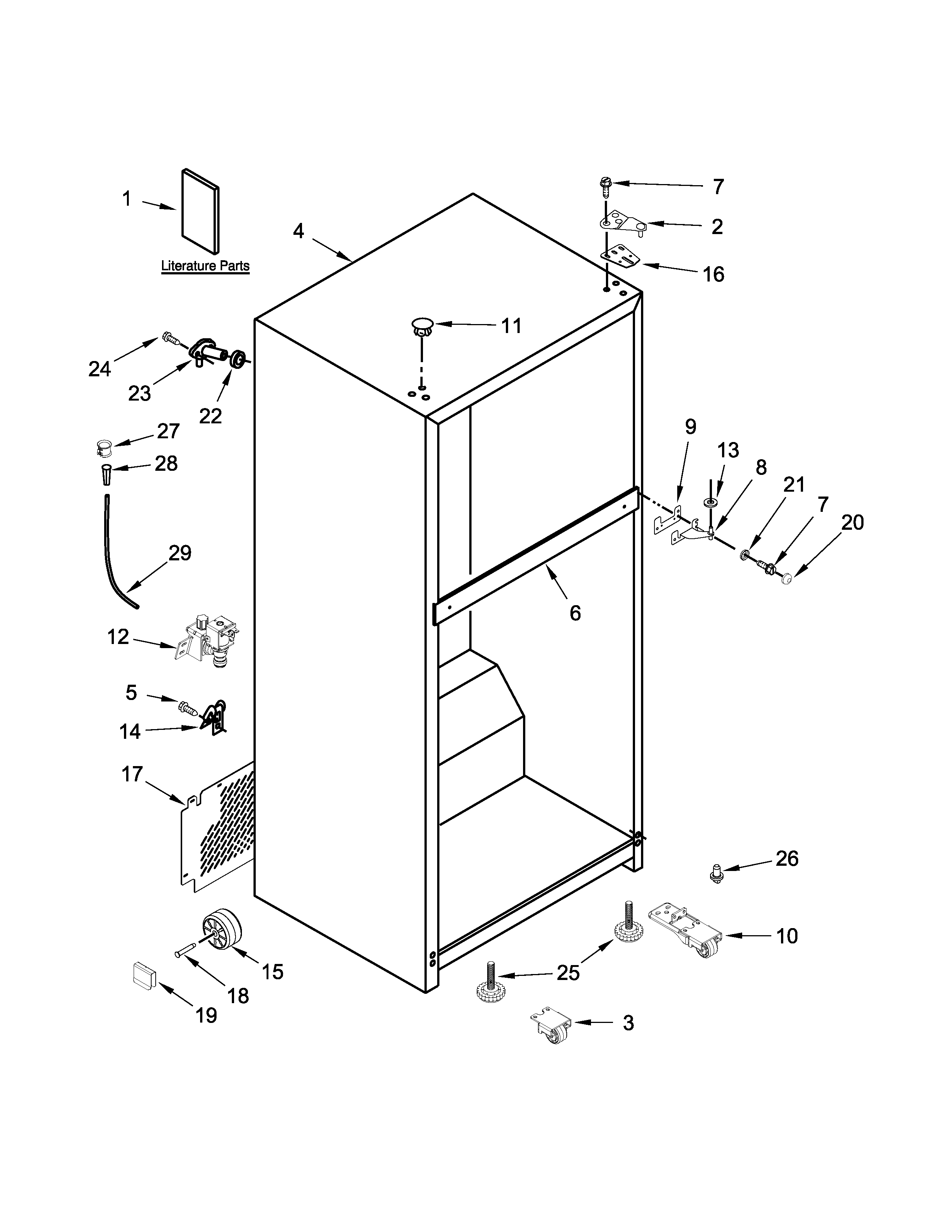 Cabinet Parts Diagram and Parts List for IK8FXNGFDM01  Whirlpool Refrigerator