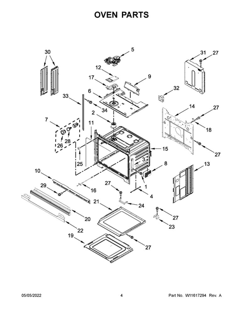 Oven Parts Diagram and Parts List for WOS72EC0HS20  Whirlpool Wall Oven