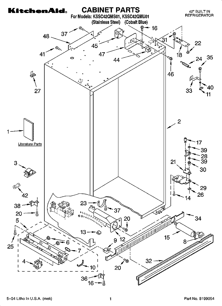 CABINET PARTS Diagram and Parts List for KSSC42QMS01  KitchenAid Refrigerator