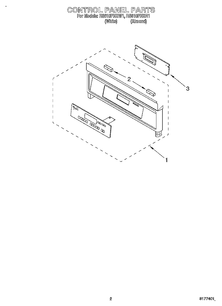 CONTROL PANEL Diagram and Parts List for RS610PXGW1  Whirlpool Range