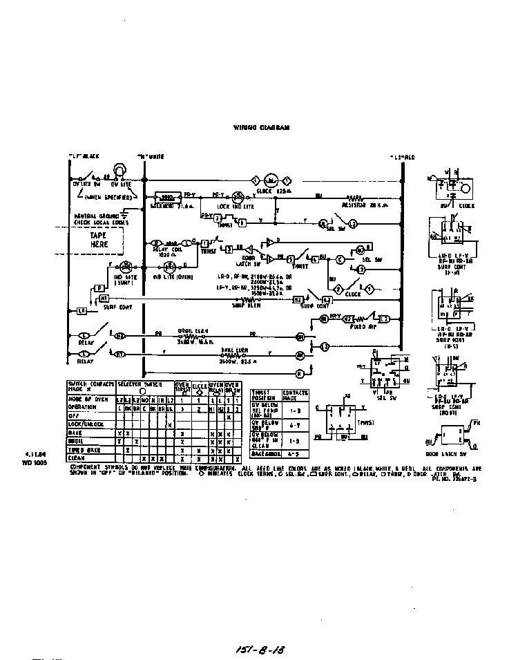 Wiring Diagram Diagram and Parts List for 2364*1A  Roper Range