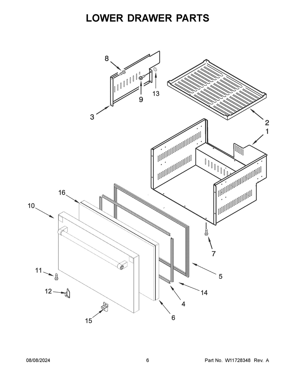 04 - Lower Drawer Parts Diagram and Parts List for JUCFP242HL12  Whirlpool Refrigerator